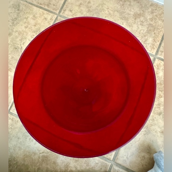 Red Glass Hurricane Candle Holder The Second - Picture 3 of 10